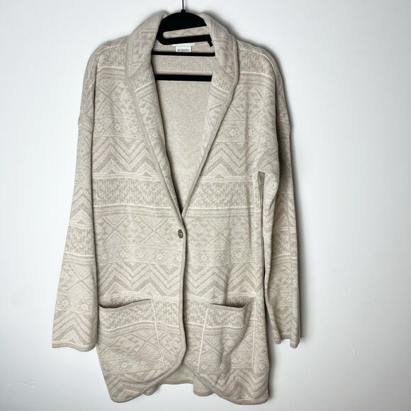 Prana Sevie Cardigan tan/creme Merino sweater XS Cozy 183 - Picture 2 of 9